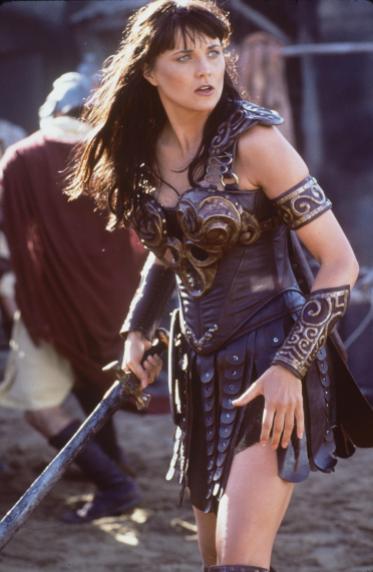 384678 03: Actress Lucy Lawless stars as Xena in Renaissance Pictures and Studio USA''s syndicated television series "Xena Warrior Princess." (Photo by Universal International Television)